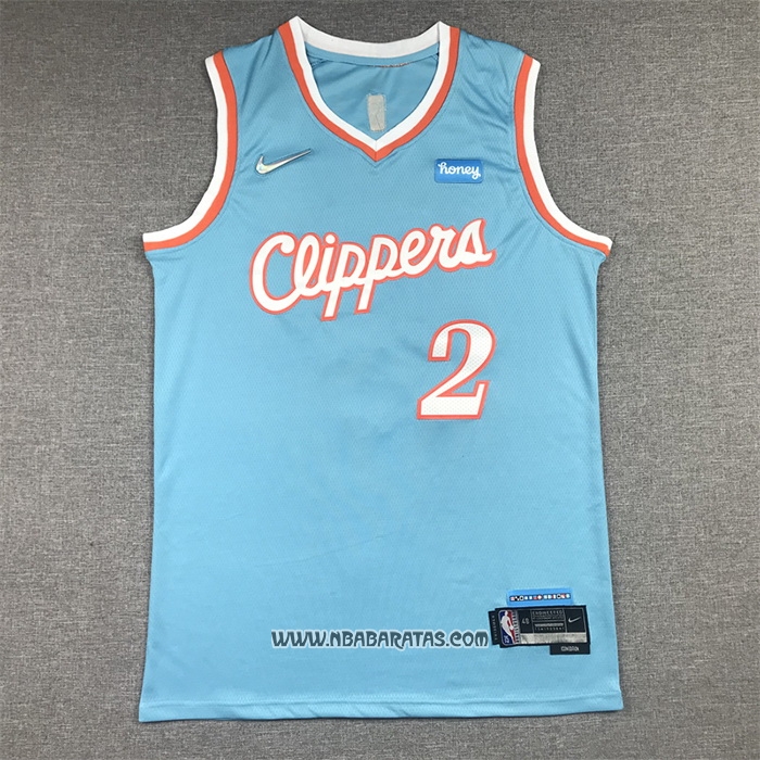Camiseta Los Angeles Clippers Kawhi Leonard #2 Ciudad 2021-22 Azul